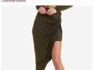 Asymmetrical olive green skirt